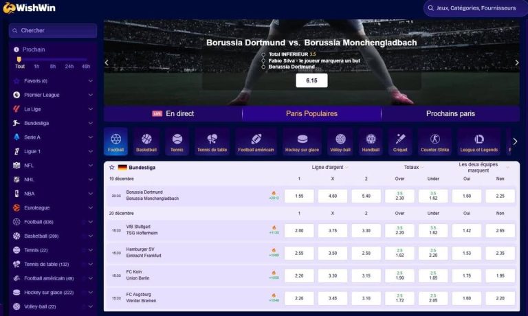 WishWin Casino paris sportifs